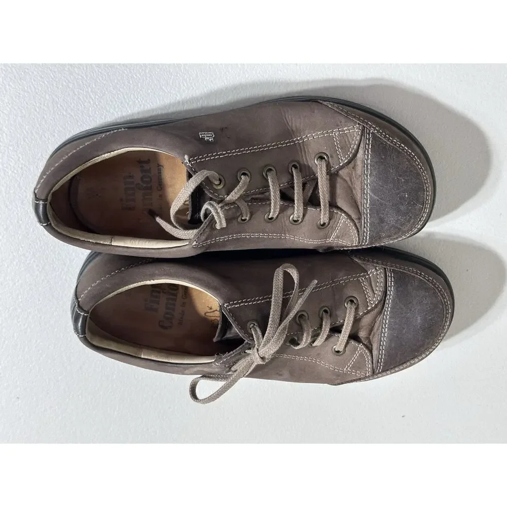 WOMEN'S FINN COMFORT LACE UP BROWN LEATHER SHOES MADE IN GERMANY SZ 4.5 US 6.5-7
